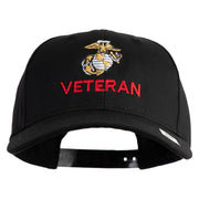 Marine Veteran Embroidered 6 Panel Structured Cotton Twill Cap Made in USA - Black OSFM