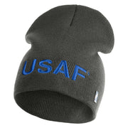 USAF Blue Letter Symbol Embroidered 8" Short Beanie - Charcoal OSFM