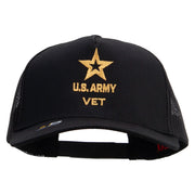 Licensed Star US Army Veteran Military Embroidered Solid Cotton Twill 5 panel Mesh Back Cap - Black OSFM