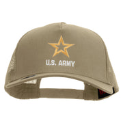 Licensed Star US Army Embroidered Solid Cotton Twill 5 Panel Prostyle Snap Cap - Khaki OSFM