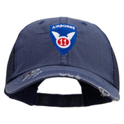 Licensed 11th Airborne Division Embroidered Low Profile Special Cotton Mesh Cap - Navy OSFM
