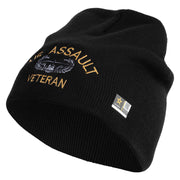 Licensed Air Assault Veteran Embroidered 8 Inch Knitted Short Beanie - Black OSFM