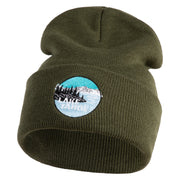 Lake Tahoe Badge Embroidered 12" Long Knitted Beanie - Olive OSFM