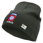 Licensed 82nd Airborne Veteran Embroidered 8 Inch Knitted Short Beanie - DK-Grey OSFM