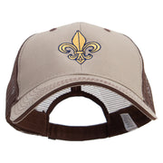 Mardi Gras Fleur De Lis Embroidered Big Size Garment Washed Cotton Twill Mesh Cap - Khaki-Brown XL-3XL