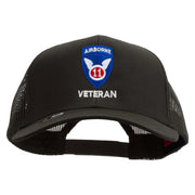 Licensed 11th Airborne Division Veteran Embroidered Solid Cotton Twill Mesh Prostyle Cap - Charcoal OSFM