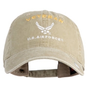 Veteran US Air Force Embroidered Cotton Twill Brass Buckle Cap - Khaki OSFM