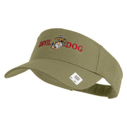 Devil Dog Design Embroidered Cotton Twill Sun Visor - Khaki OSFM