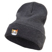 Daisy Cat Embroidered Big Size Acrylic Long Beanies - Grey XL-3XL