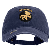 Licensed 17th Airborne Division Embroidered Washed Solid Pigment Dyed Cotton Twill Brass Buckle Cap - Navy OSFM