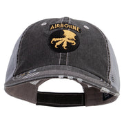 Licensed 17th Airborne Division Embroidered Low Profile Special Cotton Mesh Cap - Black OSFM