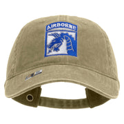 Licensed 18th Airborne Corps Embroidered Washed Solid Pigment Dyed Cotton Twill Brass Buckle Cap - Khaki OSFM