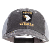 Licensed 101st Airborne Veteran Embroidered Low Profile Special Cotton Mesh Cap - Black OSFM