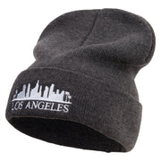 Los Angeles Skyline Embroidered Big Size Acrylic Long Beanies - Heather-Marled XL-3XL