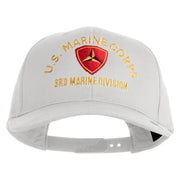 U.S. Marine Corps 3rd Marine Division Embroidered Solid Cotton Twill Pro Style Cap - White OSFM