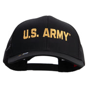 Licensed Golden US Army Embroidered Solid Cotton Twill Mesh Prostyle Cap - Black OSFM