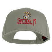 United States Marines Semper Fi Emblem Embroidered Solid Cotton Twill Pro Style Cap - Grey OSFM