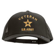 U.S. Army Veteran Military Embroidered Solid Cotton Twill Mesh Prostyle Cap