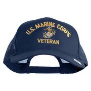 US Marine Corps Veteran Design Embroidered Solid Cotton Twill Mesh Prostyle Cap - Navy OSFM