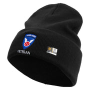Licensed 11th Airborne Division Veteran Embroidered 12 Inch Long Knitted Beanie - Black OSFM