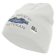 Licensed US Infantry Veteran Embroidered 8 Inch Knitted Short Beanie - White OSFM