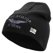 Licensed Army Aviator Veteran Embroidered 8 Inch Knitted Short Beanie - Black OSFM