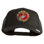 US Marine Corps Retired Emblem Embroidered Solid Cotton Twill Mesh Prostyle Cap - Charcoal OSFM