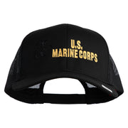 US Marine Corps Design Embroidered Solid Cotton Twill Mesh Prostyle Cap - Black OSFM