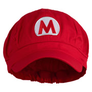 Mario Luigi Wario Waluigi Patched Cotton Elastic Newsboy Cap - Red OSFM