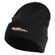 Blue Tongued Skink Embroidered Big Size Superior Cotton Long Knitting Beanie - Black XL-3XL