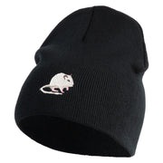 Gerbil Embroidered 8 Inch Solid Knit Short Beanie Made in USA - Black OSFM
