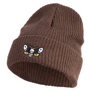 Death's Head Hawkmoth Embroidered Eco Cotton Ribbed XL Cuff Beanie - Brown XL