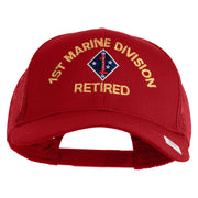 1st Marine Division Retired Embroidered Solid Cotton Twill Mesh Prostyle Cap - Red OSFM