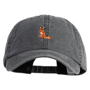Maine Coon Embroidered Big Size Washed Pigment Dyed Cap - Black XL-3XL
