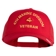 4th Marine Division Veteran Embroidered Solid Cotton Twill Mesh Prostyle Cap - Red OSFM