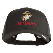 Marine Veteran Embroidered Solid Cotton Twill Mesh Prostyle Cap - Charcoal OSFM