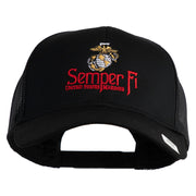 United States Marines Semper Fi Emblem Embroidered Solid Cotton Twill Mesh Prostyle Cap - Black OSFM