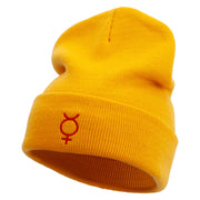 Mercury Embroidered 12 Inch Long Knitted Beanie - Mustard OSFM