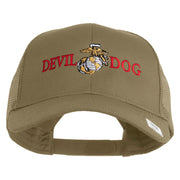 Devil Dog Embroidered Solid Cotton Twill Mesh Prostyle Cap - Khaki OSFM