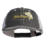 Walleye Fishing Embroidered Cotton Mesh Cap - Black OSFM