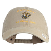 Retired US Marine Corps Embroidered Washed Cotton Twill Brass Cap - Khaki OSFM