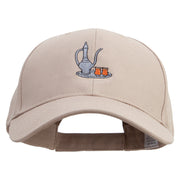 Hand Drawn Teapot Embroidered New Big Size High Profile Twill Cap - Khaki XL-3XL
