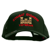 Licensed Combat Engineer Veteran Embroidered Solid Cotton Twill Mesh Prostyle Cap - Dk-Green OSFM