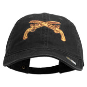 U.S. Army Military Police Insignia Embroidered Washed Solid Pigment Dyed Cotton Twill Brass Buckle Cap - Black OSFM
