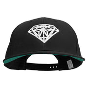 Diamond Outline Embroidered Brushed Cotton Twill High Profile Extra Size Cap - Black OSFM
