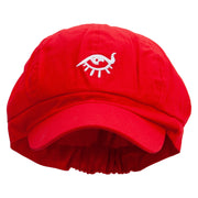 Magic Eye Embroidered Cotton Elastic Newsboy Cap - Red OSFM