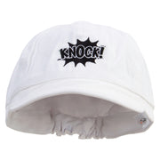Knock Embroidered Cotton Elastic Big Size Newsboy Cap - White XL-2XL