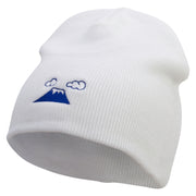 Mount Fuji Logo Embroidered 8 Inch Knitted Short Beanie - White OSFM