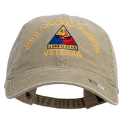 U.S. Army 49th Armored Division Embroidered Washed Solid Pigment Dyed Cotton Twill Brass Buckle Cap - Khaki OSFM