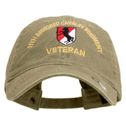 U.S. Army 11th Armored Cavalry Regiment Embroidered Washed Solid Pigment Dyed Cotton Twill Brass Buckle Cap - Khaki OSFM